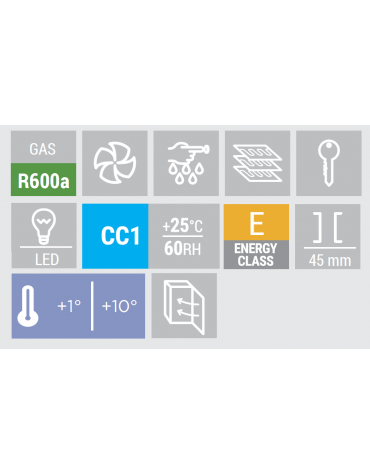 Vetrina bibite da banco 2 porte - Lt. 85 - refrigerazione roll bond con ventola di assistenza +1°/+10°C - cm 63x39x98h