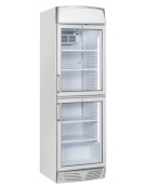 Vetrina espositore bevande verticale a due porte con opalina publicitaria - temperatura + 1°/+12°C - cm 59,5x67x196h