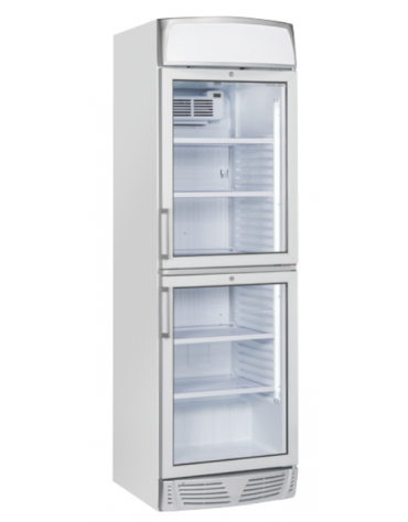 Vetrina espositore bevande verticale a due porte con opalina publicitaria - temperatura + 1°/+12°C - cm 59,5x67x196h