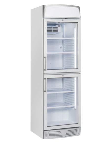 Vetrina espositore bevande verticale a due porte con opalina publicitaria - temperatura + 1°/+12°C - cm 59,5x67x196h