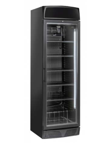 Frigorifero vetrina bibite colore nero con opalina pubblicitaria - Lt 350 - refrigerazione roll-bond +1°/+12°C - cm 59,5x67x196h