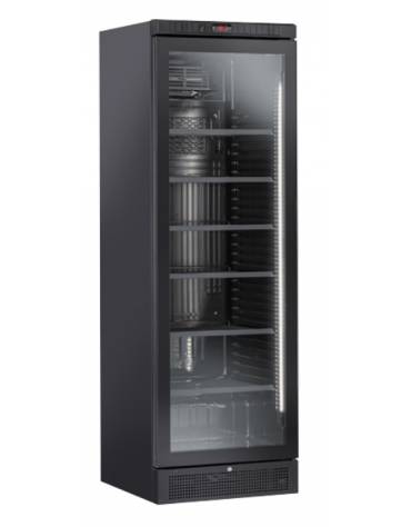 Frigorifero vetrina bibite colore nero, Lt 350 - refrigerazione roll-bond e sbrinamento automatico - +1°/+12°C - cm 59,5x60x184h