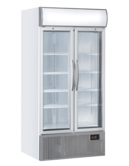 Vetrina frigorifera refrigerata per bevande 2 porte a battente da Lt. 800 - Temperatura +1°/+10°C - CLASSE F -cm 100x79,2x200h