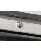 Vetrina 2 ante battenti per bibite e bevande con opalina pubblicitaria - refrigerazione ventilata +1°/+10°C - cm 120x79,2x200h