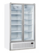 Vetrina doppia porta a battente per bibite - colore bianco - refrigerazione ventilata +2°/+10°C - cm 120x79,1x203,5h