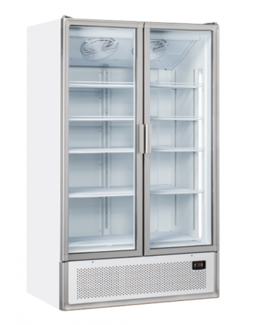 Vetrina doppia porta a battente per bibite - colore bianco - refrigerazione ventilata +2°/+10°C - cm 120x79,1x203,5h