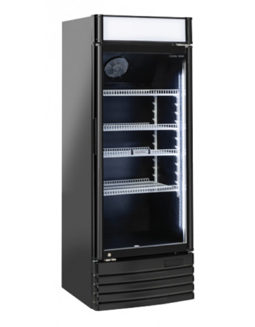 Vetrina bibite con opalina pubblicitaria - colore nero - refrigerazione statica con ventola +1/+10°C - cm 52,5x55,5x163,5h