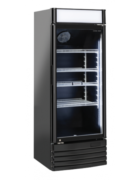 Vetrina bibite con opalina pubblicitaria - colore nero - refrigerazione statica con ventola +1/+10°C - cm 52,5x55,5x163,5h
