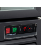 Armadio congelatore nero con tripla porta a vetro, capacità Lt 1450 - refrigerazione ventilata -18°/-22°C  - cm 188x76x204h