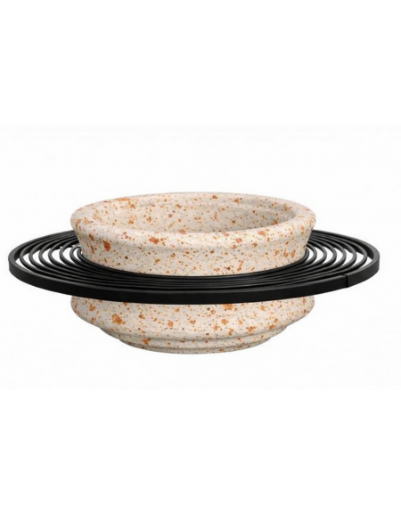 Panchina con seduta acciaio zincato verniciato, fioriera centrale in cemento colore Bianco travertino - Diametro esterno cm 170