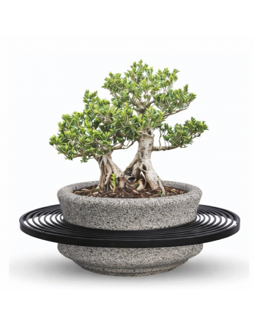 Panchina con seduta acciaio zincato verniciato e fioriera centrale in cemento colore Bianco sabbiato - Diametro esterno cm 200