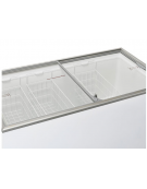 Congelatore a pozzetto con top in vetro scorrevole Rea, 3 cesti, capacità  Lt 400 - refrigerazione statica - cm 130,4x63,5x86,3h