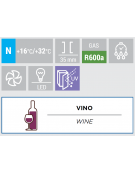 Vetrina refrigerata per vino da incasso - capacità 35 bottiglie - refrigerazione ventilata +5°/+18°C - cm 38x64,7x86,5h