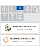 Armadio frigorifero inox 1 porta - Lt. 546 - Ventilato -2/+8°C - Tropicalizzato in Classe A - Guide stampate -cm 70x85x204,5h