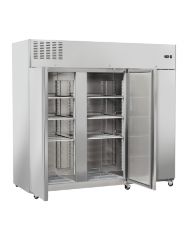 Armadio refrigerato GN2/1 tre porte in acciaio inox - refrigerazione ventilata -2°/+8°C - Classe D - cm 210x82x205h