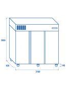Armadio refrigerato GN2/1 tre porte in acciaio inox - refrigerazione ventilata -2°/+8°C - Classe D - cm 210x82x205h