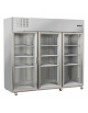 Armadio refrigerato GN2/1 inox con 3 porte a vetri - refrigerazione ventilata -2°/+8°C - Classe E - cm 210x82x205h