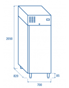 Armadio congelatore EURONORM inox - per 10 teglie pasticceria cm 60x40 - refrigerazione ventilata +2°/+8°C - cm 70x82x205h
