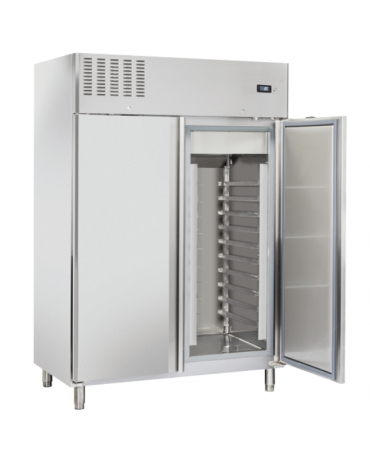 Armadio refrigerato EURONORM inox 2 porte, ventilato +2°/+8°C - per 20 teglie pasticceria cm 60x40 - cm 140x82x205h