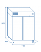 Armadio congelatore EURONORM inox 2 porte, ventilato +2°/+8°C - per 20 teglie pasticceria cm 60x40 - cm 140x82x205h