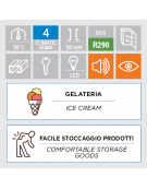 Armadio congelatore inox statico -18°/-25°C, per vaschette gelato GN1/3 o mm 360x165x120h,  - cm 74x88x202,5h
