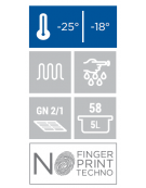 Armadio congelatore inox statico -18°/-25°C, per vaschette gelato GN1/3 o mm 360x165x120h,  - cm 74x88x202,5h