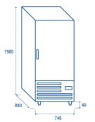 Armadio congelatore inox statico -18°/-25°C, per vaschette gelato GN1/3 o mm 360x165x120h,  - cm 74x88x202,5h
