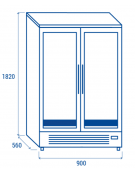 Frollatore carne verticale in acciaio inox AISI 304 - capacità Lt. 138  - refrigerazione ventilata +2°/+10°C - cm 60x54,5x90h