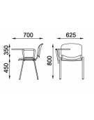 Sedia fissa attesa conferenza telaio in acciaio a sezione ovale in colore nero o grigio con un bracciolo e scrittoio tavoletta a