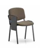 Sedia fissa attesa conferenza telaio in acciaio a sezione ovale in colore nero o grigio con un bracciolo e scrittoio tavoletta a