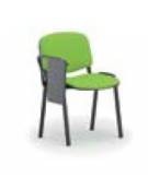 Sedia fissa attesa conferenza telaio in acciaio a sezione ovale in colore nero o grigio con un bracciolo e scrittoio tavoletta a