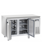 Tavolo refrigerato congelatore negativo 2 porte in acciaio inox - refrigerazione ventilata  -18°/-22°C - cm 135x70x85h