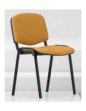 Sedia fissa attesa conferenza imbottita con telaio in acciaio colore nero a sezione ovale - Rivestimento a scelta