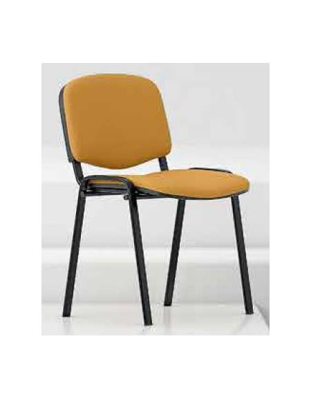 Sedia fissa attesa conferenza imbottita con telaio in acciaio colore nero a sezione ovale - Rivestimento a scelta