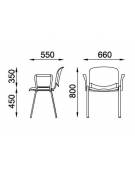 Sedia fissa attesa conferenza telaio in acciaio verniciato in colore nero o grigio a sezione ovale con due braccioli 