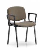 Sedia fissa attesa conferenza telaio in acciaio verniciato in colore nero o grigio a sezione ovale con due braccioli 