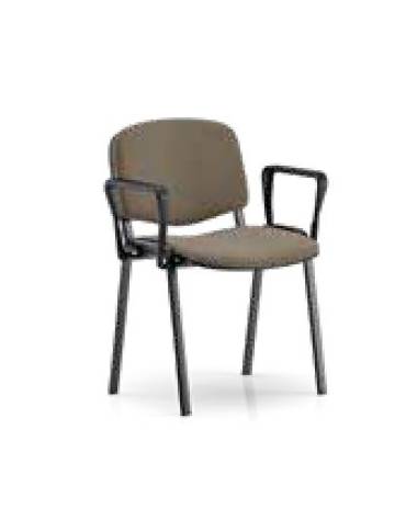 Sedia fissa attesa conferenza telaio in acciaio verniciato in colore nero o grigio a sezione ovale con due braccioli 