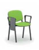 Sedia fissa attesa conferenza telaio in acciaio nero o grigio a sezione ovale con braccioli e scrittoio tavoletta ribaltabile