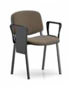 Sedia fissa attesa conferenza telaio in acciaio nero o grigio a sezione ovale con braccioli e scrittoio tavoletta ribaltabile