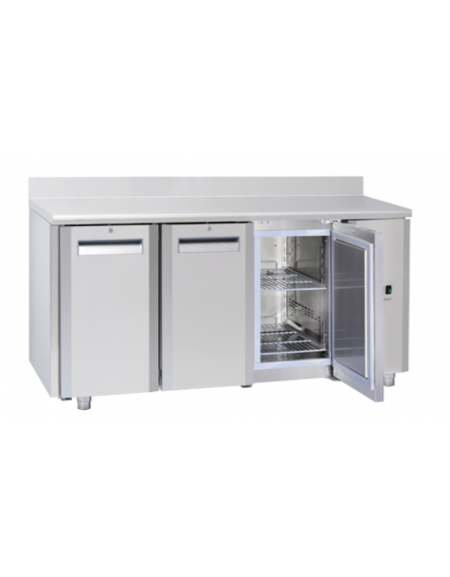 Tavolo GN1/1 refrigerato in acciaio inox 3 porte, ventilato -2°/+8°C, con alzatina e motore remoto (escluso) - cm 165,5x70x95h