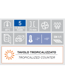 Tavolo GN1/1 refrigerato in acciaio inox 4 porte, ventilato -2°/+8°C, con alzatina e motore remoto (escluso) - cm 209,4x70x95h