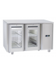 Tavolo GN1/1 refrigerato in acciaio inox 2 porte a vetro con motore remoto (escluso) - ventilato +3°/+10°C - cm 122,2x70x85h