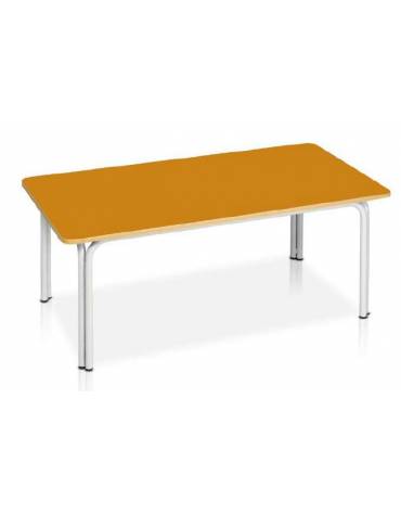 TAVOLINO RETTANGOLARE PER SCUOLA MATERNA - PIANO IN PANNELLO DI LEGNO E1 E STRUTTURA IN ACCIAIO - CM 130X65X52H