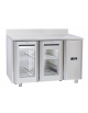 Tavolo GN1/1 refrigerato inox 2 porte a vetro con alzatina e motore remoto (escluso) - ventilato +3°/+10°C - cm 122,2x70x95h