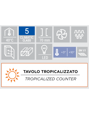 Tavolo GN1/1 refrigerato inox 2 porte a vetro con alzatina e motore remoto (escluso) - ventilato +3°/+10°C - cm 122,2x70x95h