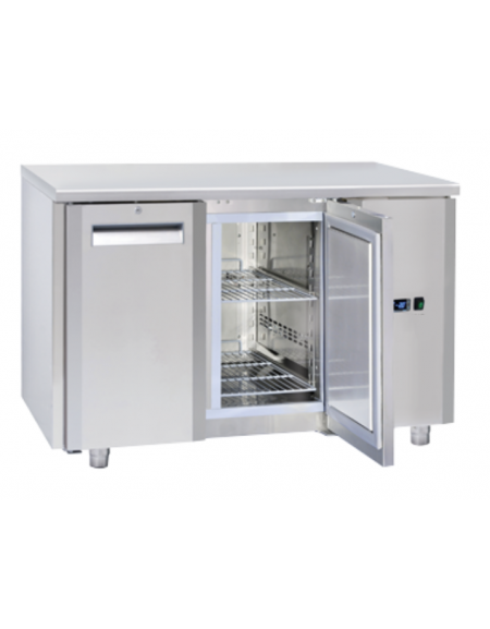 Tavolo GN1/1 congelatore in acciaio inox 2 porte con motore remoto (escluso) - ventilato -22°/-18°C- cm 122,2x70x85h