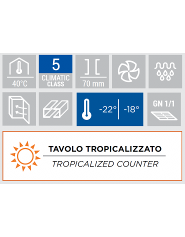 Tavolo GN1/1 congelatore in acciaio inox 2 porte con motore remoto (escluso) - ventilato -22°/-18°C- cm 122,2x70x85h