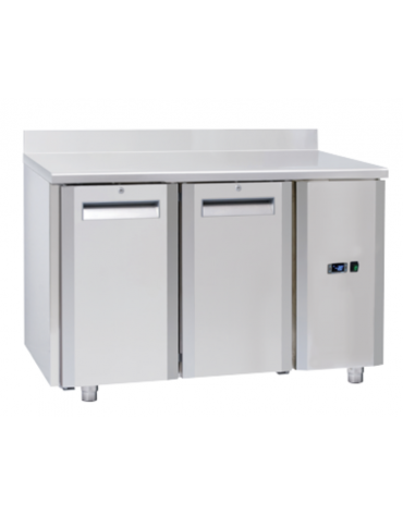 Tavolo GN1/1 congelatore inox 2 porte con alzatina e motore remoto (escluso) - ventilato -22°/-18°C - cm 122,2x70x95h