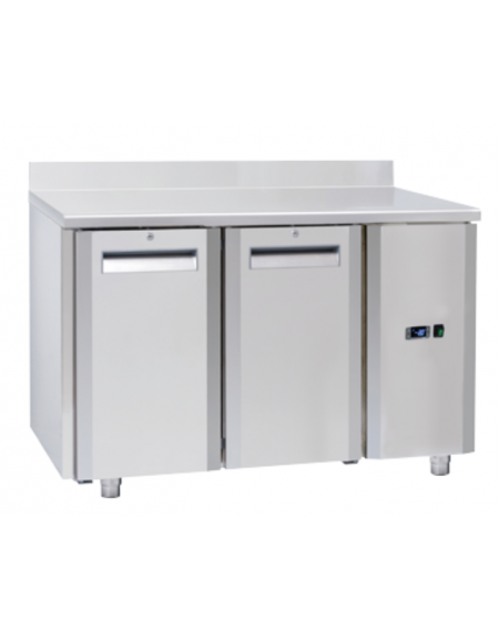 Tavolo GN1/1 congelatore inox 2 porte con alzatina e motore remoto (escluso) - ventilato -22°/-18°C - cm 122,2x70x95h