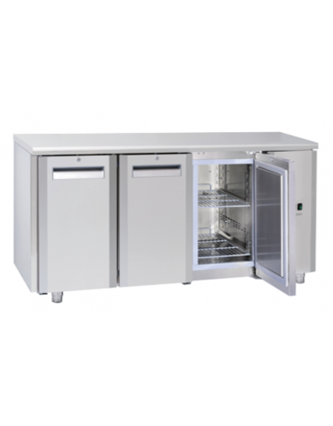 Tavolo GN1/1 congelatore in acciaio inox 3 porte con motore remoto (escluso) - ventilato -22°/-18°C- cm 165,5x70x85h